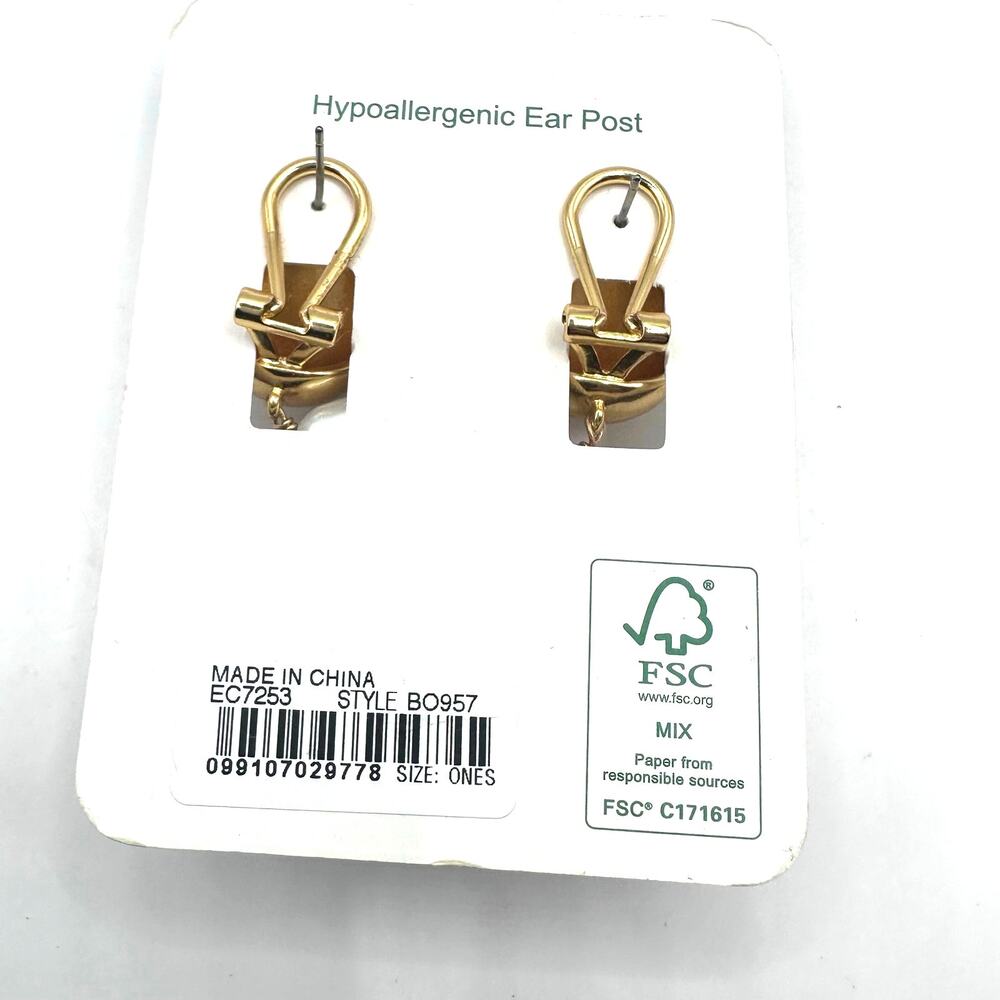 J Crew Freshwater Pearl Drop Earring Gold White BO957 Beach Preppy Jewelry - Picture 3 of 9